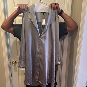 Banana Republic Grey Long Sleeve Shirt Dress